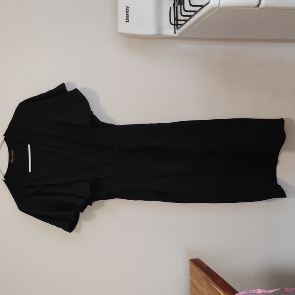 Positive Influence | Vintage Black Flutter Sleeve Deep-V Maxi Dress | 9/10